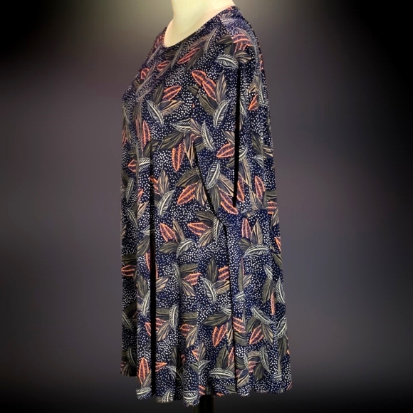Curvy Boutique Tunic / Dress Leaf Print 3/4 Sleeves Women size 3XL - Picture 3 of 9